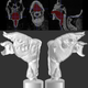 Top: CT scans of the mummy’s vocal tract. Bottom: Digital representation of the two halves of the 3D-printed vocal tract.